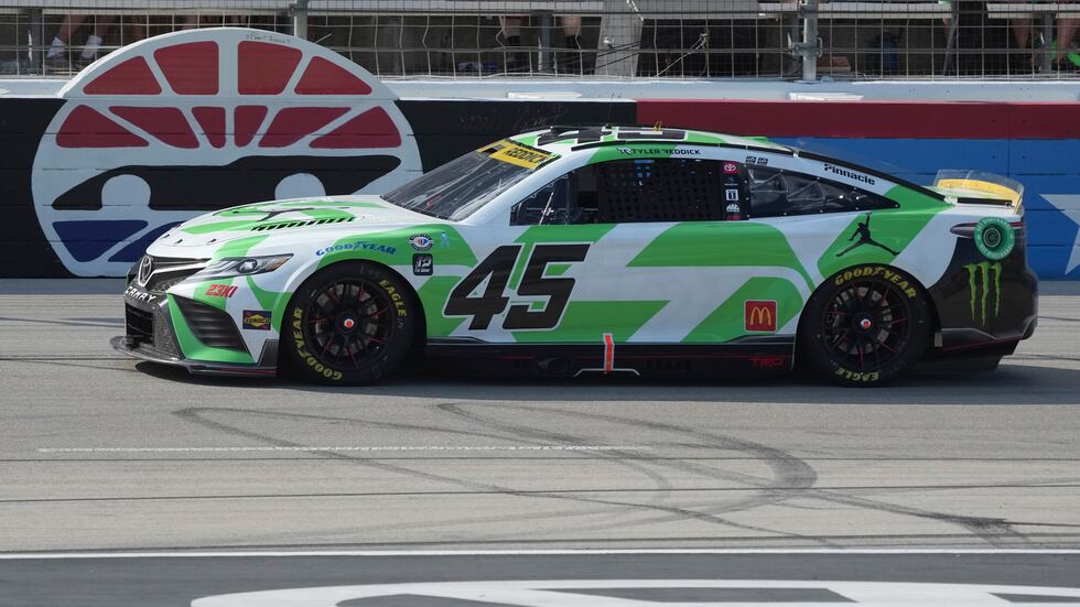 Tyler Reddick (45) races in the NASCAR Cup Series auto race at Texas Motor Speedway in Fort...